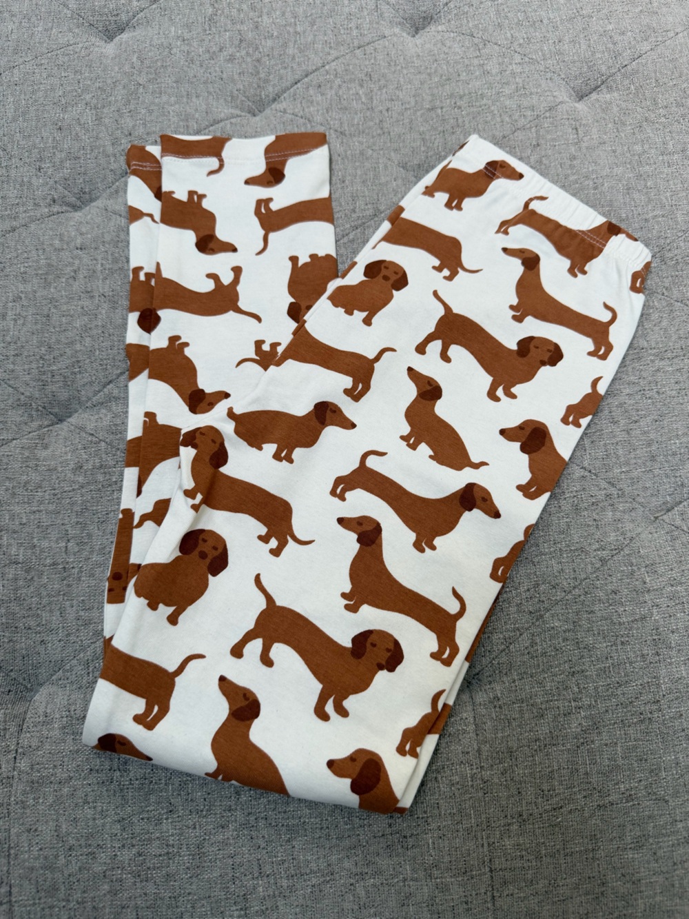 NWOT WINTER WATER FACTORY BROWN DOG PRINT LEGGINGS WIENER DOG DACHSHUND PANTS 10